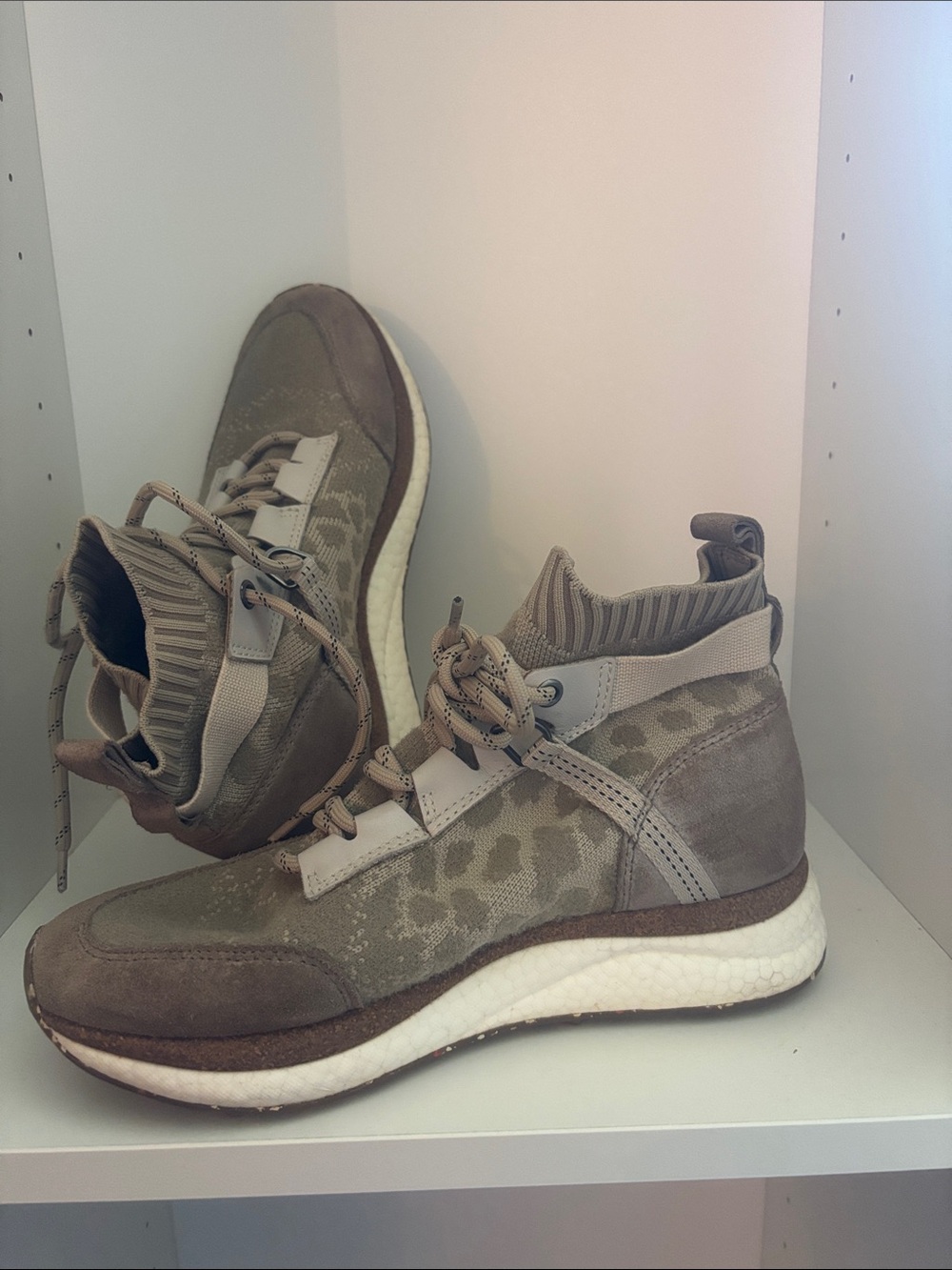 OTBT Taupe and White High-Top Athletic Sneakers
